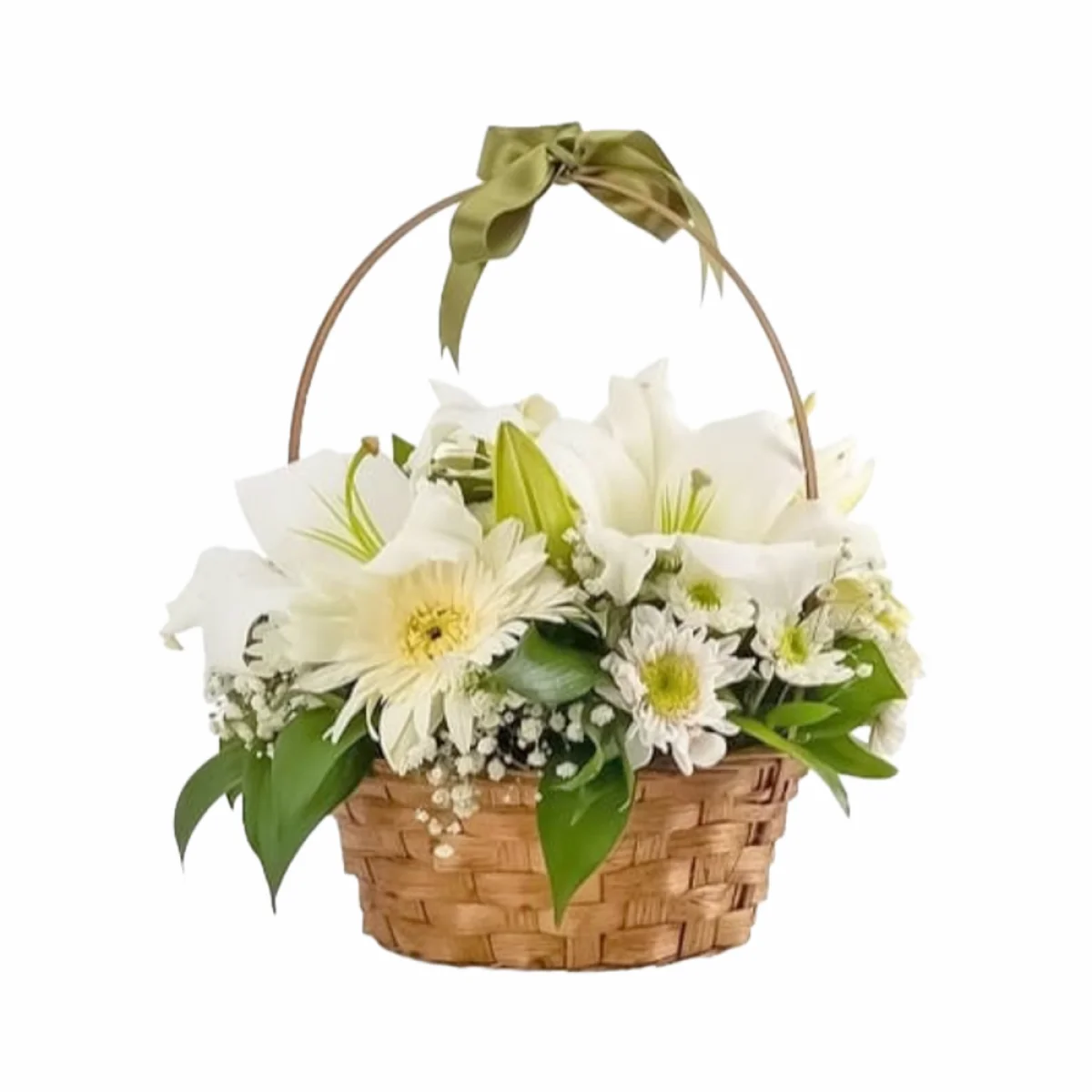Hasır Sepette Lilyum ve Gerbera Aranjmanı